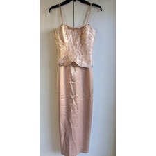 Izidress Women's Sleeveless Tan Lace Mesh Zipper Closer Polyester Dress Size 4