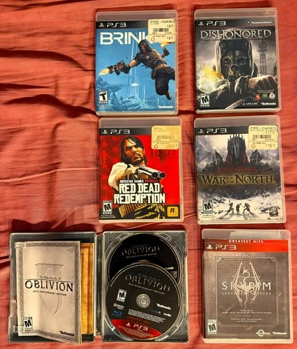 6 Disk LOT-PS3-OBLIVION,RED DEAD REDEMP,BRINK,DISHONORED,WAR IN NORTH,SKYRIM