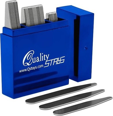 Quality Stays 40 Metal Collar Stays for Men s Dress Shirts, 3 Sizes