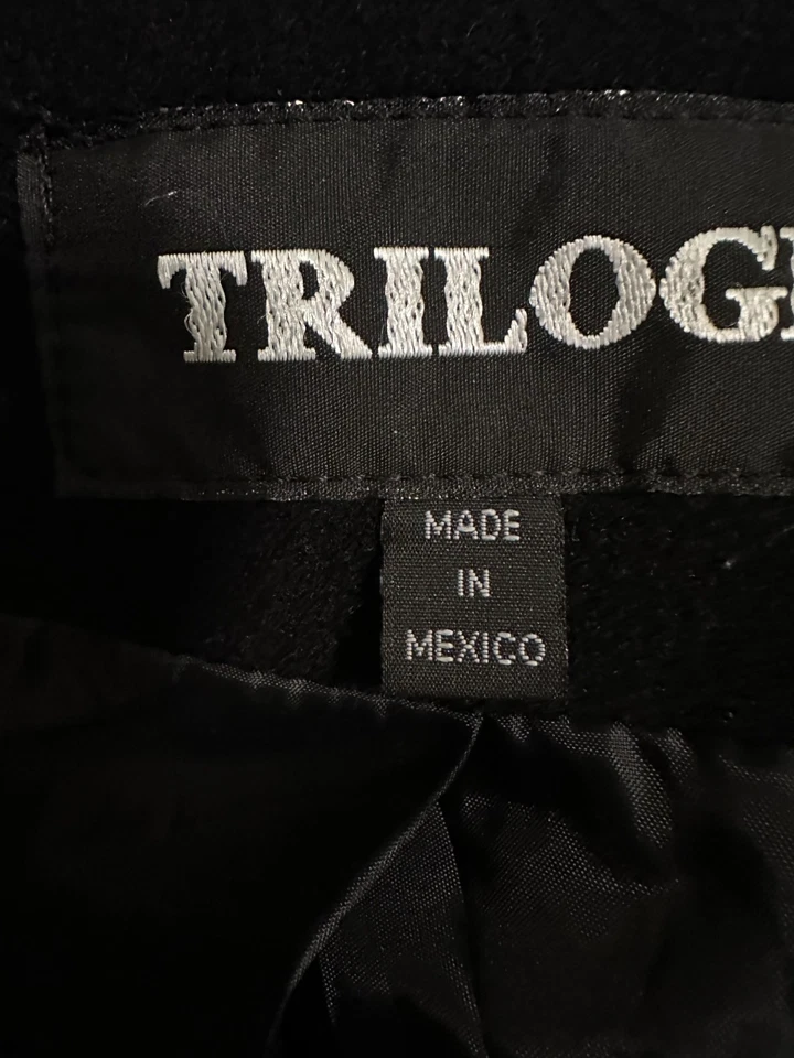 TRILOGI Casaco Antigo Capa Lã com Pele Guarnição de Vison Cauda Cachecol Preto Tamanho Único Missy - Imagem 3 de 4