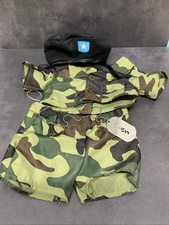 Build-A Bear Outfit Camo Green Army Fatigues Soldier Camouflage Shirt Pants Hat