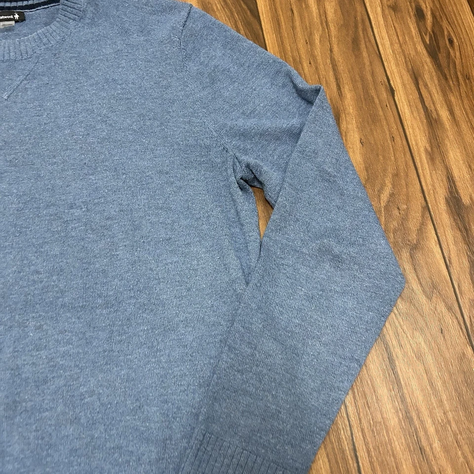 Smartwool Sparwood Crewneck Pullover Sweater Blue Wool Blend Stretch Mens Medium - Image 3 of 4