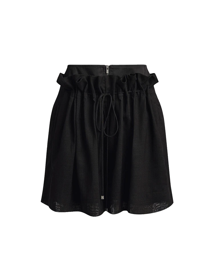 TIBI $450 Black Wool Blend High Rise Paper Bag Shorts UK 4-6 US 0-2 XXS BNWT - Image 4 of 4