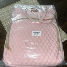 Baby Essentials Pink Quilted Baby Diaper Bag Backpack w/ Inner Outer Pockets