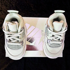 Jordan Air Jordan 4 Retro (TD) New w/ Box 7C Gray/White Leather Sneakers