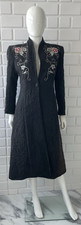 PHOOL Women Black Indian Quilted Embroidered Vintage Bohemian Midi Overcoat UK14