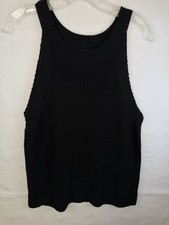 Nine West Sweater Halter Tank Top Black Knit Goth Grunge E-girl Cybercore Sz XL