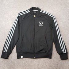 Adidas Track Jacket Small Black All Court Trefoil Firebird Originals SST Retro