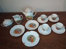 Antique Porcelain Child  s Tea Set Children Playing Swinging Animals Germany