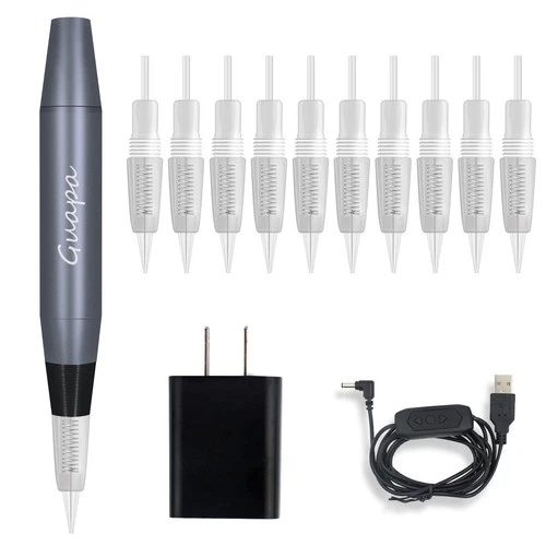 Portable Tattoo Machine Pen for Eyebrow & Lip Makeup, 1R 3R Needles, Ombre Body - product listing photo