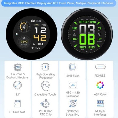 WAVESHARE RP2350 2.1 Inch Capacitive Touch Round Display Development Board, Flat