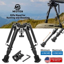 6" to 9" Rifle Bipod Aluminum Adjustable Spring Return Hunting Bipod Heavy Duty