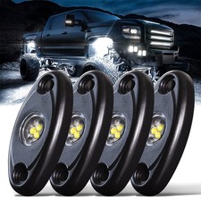 R1 Pure White LED Rock Lights 4PCS for Off Road Truck Auto Car Boat ATV SUV W...