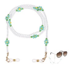 Flower Eyeglass Chains for Women, Crystal Eyeglass Holder Chains for Glass Green