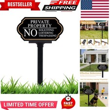 Private Property No Trespassing Sign with Stake, No Soliciting Sign for House...