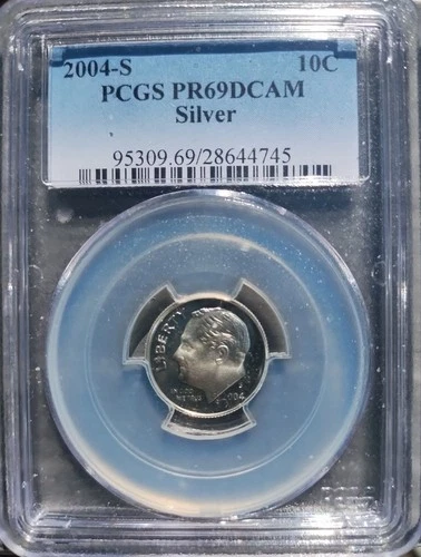 2004 S Silver Roosevelt Dime Proof PCGS PR69 DCAM Beautiful Coin