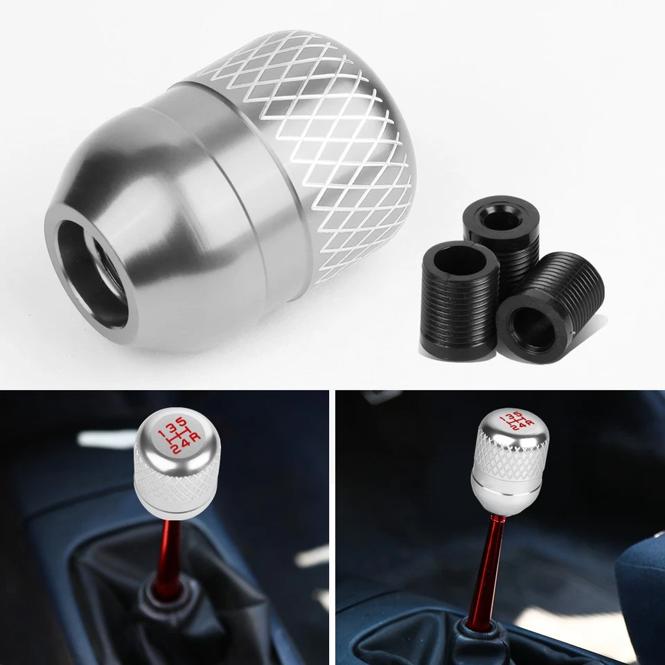 Universal JDM Tipo-R Estilo 42 mm Manual de Carreras 5 Velocidades Aluminio Perilla de Cambio Plateada Foto 2 de 3