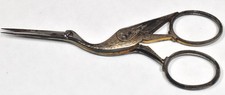 Vintage Ornate Stork Shaped Embroidery Scissors Silver Tone