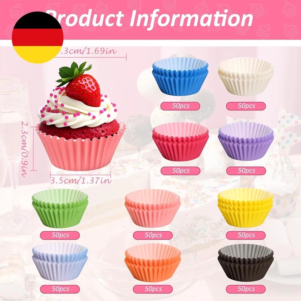 Muffinförmchen Papier, 500 Stück Mini Muffins Papierförmchen, Muffinform Papier  - Bild 2 von 4