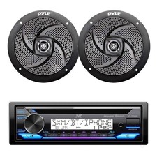 JVC KD-T92MBS Bluetooth Marine CD Receiver, 2x 5.25" 180W Black Boat Speakers