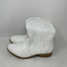 DREAM PAIRS Kids Embroidery Western Cowboy Boots - White - Size 5Y Big Kid