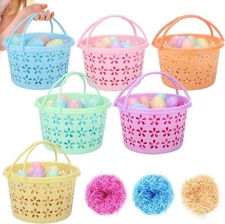Easter Eggs Basket Set with handle For Kids Easter Eggs Hunt Easter Theme Party