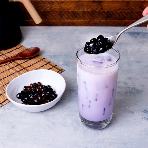 J Way Instant Boba Taro Milch Schwarzer Tee Brauner Zucker 3 Getränke Kit 8,25 Unzen 1 Packung - Bild 6 von 7