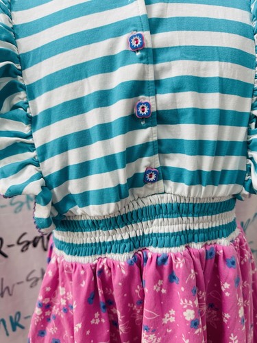 Girls Wildflowers clothing Striped/Floral Pink elastic waist Dress size 12 NWOT - Picture 3 of 6