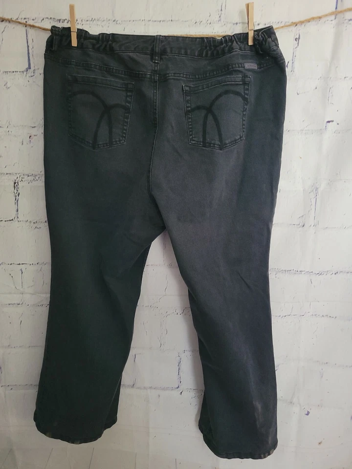 Liz Claiborne Slim Bootcut Jeans Dark Gray Petite Plus 20 Stretch High Waist - Image 2 of 4