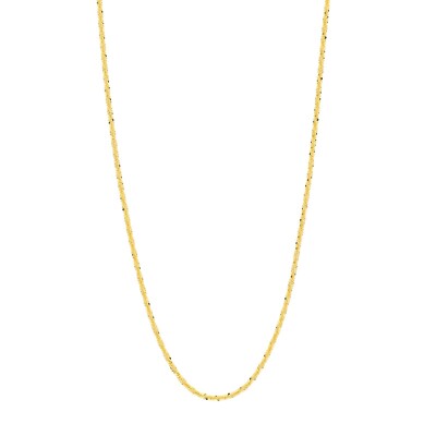 1,4 mm Rock Sparkle Geflochtene Kette Halskette Echt Solid 14K Gelbgold