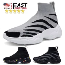 High Top Sneaker Men Running Shoes Outdoor Sock Shoes Stripe Unisex Sneaker EU47