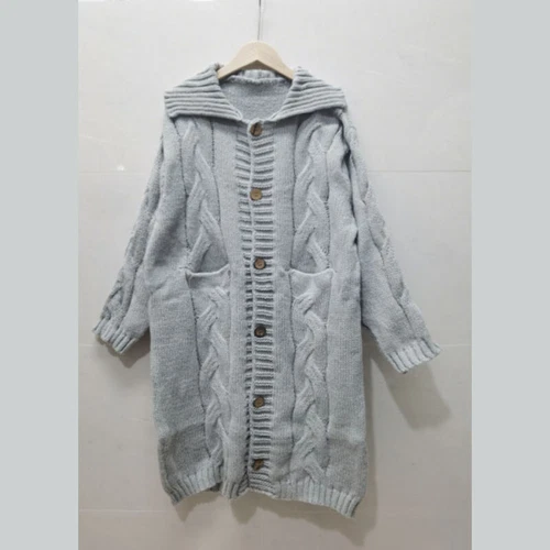 Damen Grobstrick Oversize Pullover vorne offen Tasche Mantel lang Maxi Cardigan - Bild 10 von 25