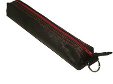 Pencil case zip tube 42 SOLD Genuine Luxury Leather pouch pen purse coins UK
