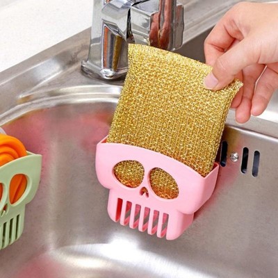 1pcs Skull Kitchen Sponge Basket Plastic Storage Rack Soap Shelf