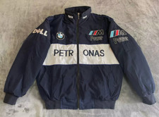 Adult F1 Vintage Racing Jacket, Navy White,Ebroidered Cotton Padded