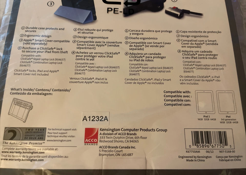 New, Kensington Secureback Case for iPad 2, 3, 4th Gen W/out Perp Lock - Image 3 of 4