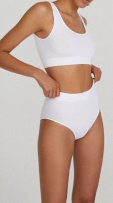 Belle You Wide-strap bra top set and High Rise Briefs Set XS - S 8 - 10 White