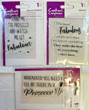 Crafters Companion-Lot of 3 Clear Stamp Sets-New-Hour of Need-Fabulous-Prosecco