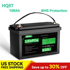 HQST 12 Volt 100Ah LiFePO4 Lithium Iron Phosphate Battery [10-year Warranty]
