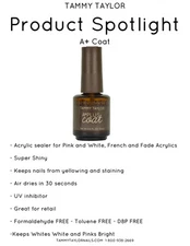 Tammy Taylor  Nails  - A+ Top Coat - 0.5oz (Pink & White Nail Acrylic Sealer)