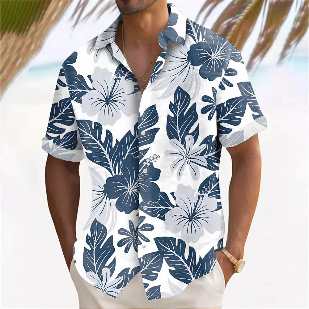 Hawaiian Shirts Men Aloha Summer Casual Beach Button Down Cruise Holiday Party main image