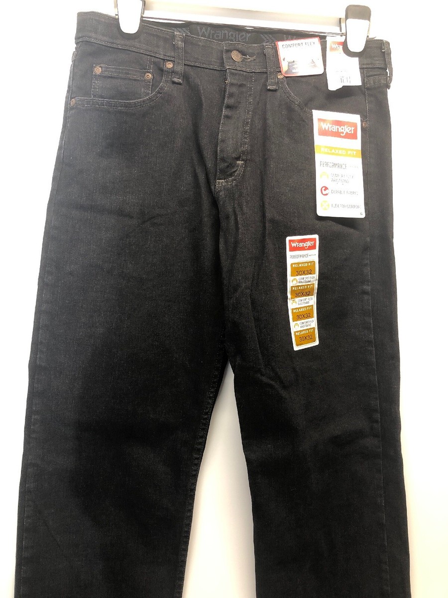 NWT Wrangler Mens Adjustable Comfort Waist Relaxed Fit Black Jeans