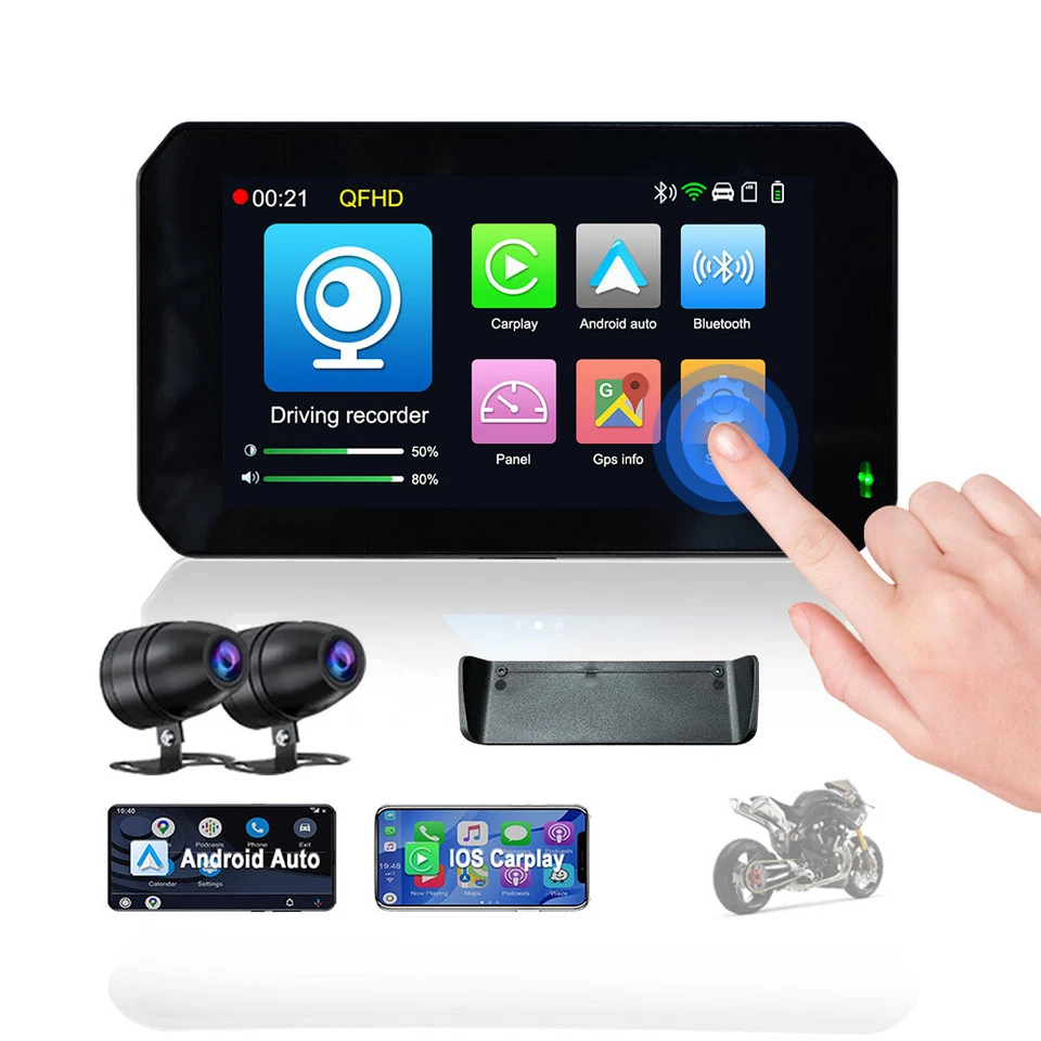 Navegador de pantalla táctil de navegación GPS para motocicleta de 5 pulgadas Bluetooth tarjeta TF portátil Foto 2 de 4