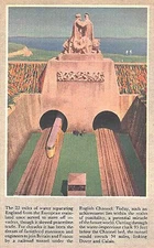 FUTURISTIC ART 1949 YANGTZE DAM & CHUNNEL SPACE FUELING BROOKLYN STATEN BRIDGE