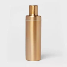 Metal Cocktail Shaker Gold: Stainless Steel, 25oz Capacity, Lacquered Finish