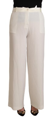 JIJIL Pants White Stripes Polyester High Waist Straight Trouser IT44/US10/L $200