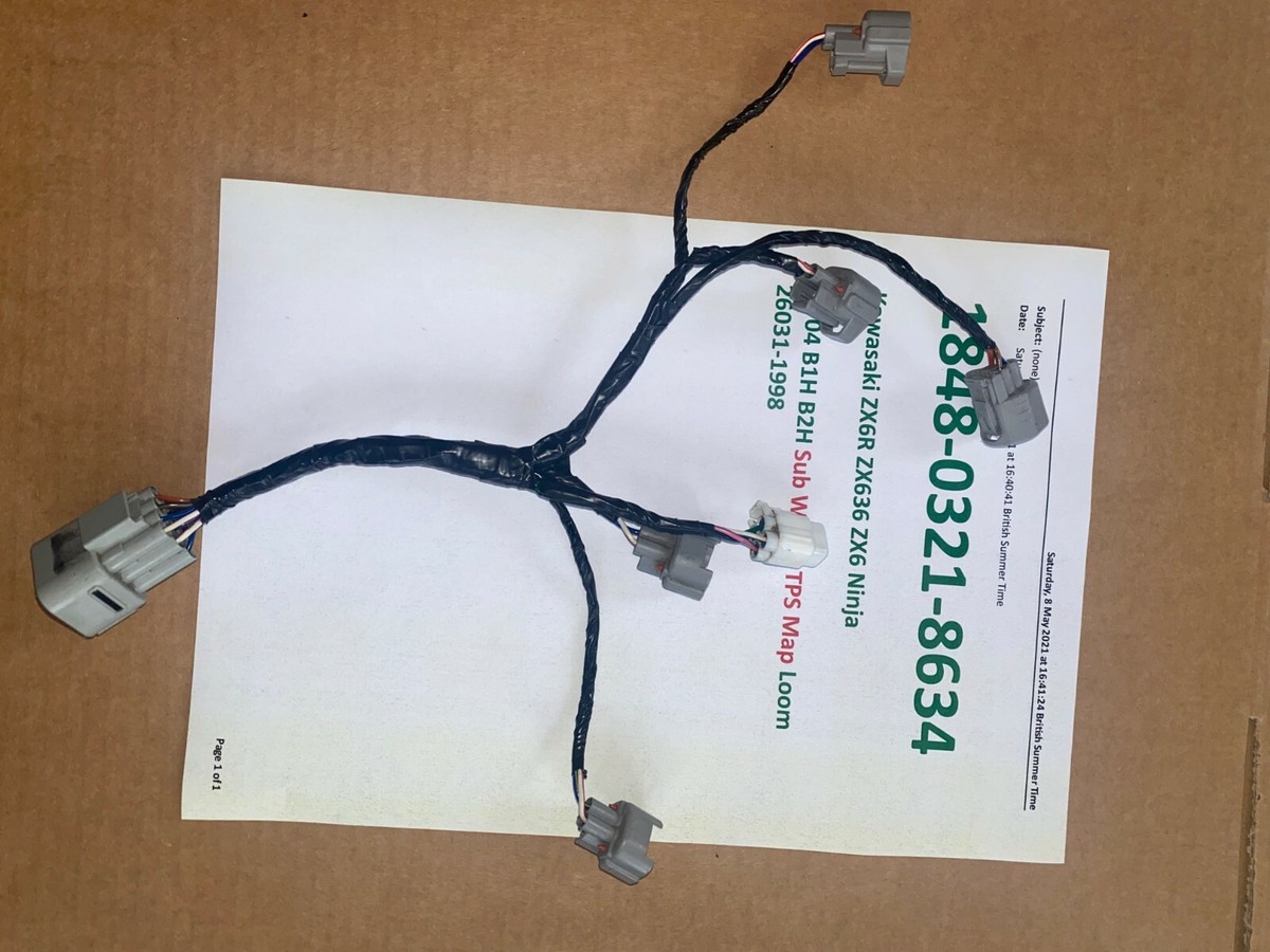 Kawasaki ZX6R ZX636 ZX6 Ninja 03 04 B1H B2H Sub Wiring TPS