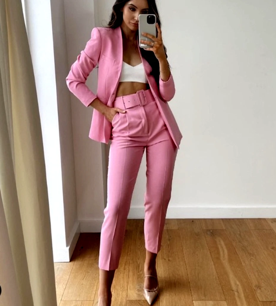 Tall Pink Belted High Waisted Pants – TJL Collection