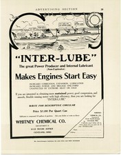 1911 Whitney Chemical Co. INTER-LUBE Motor Oil Vintage Print Ad