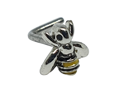 Bee Nose Stud Insect Silver Black Enamel 20g (0.8mm) Surgical Steel L Bend - 第 5/10 張圖片